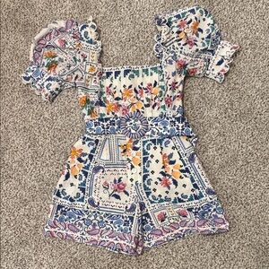 FARM Rio Floral and Geometric Print Romper